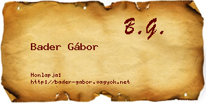 Bader Gábor névjegykártya